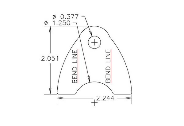 4130 1/8" THK, 3/8" HOLE, 3/16" HT, 1 1/4 TUBE, BENT CHASSIS TAB - QTY 20